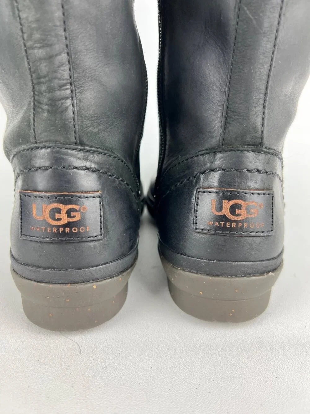 Ugg Womens Elsa Tall Boots 1008438 Black Waterproof Leather Rain Winter size 6